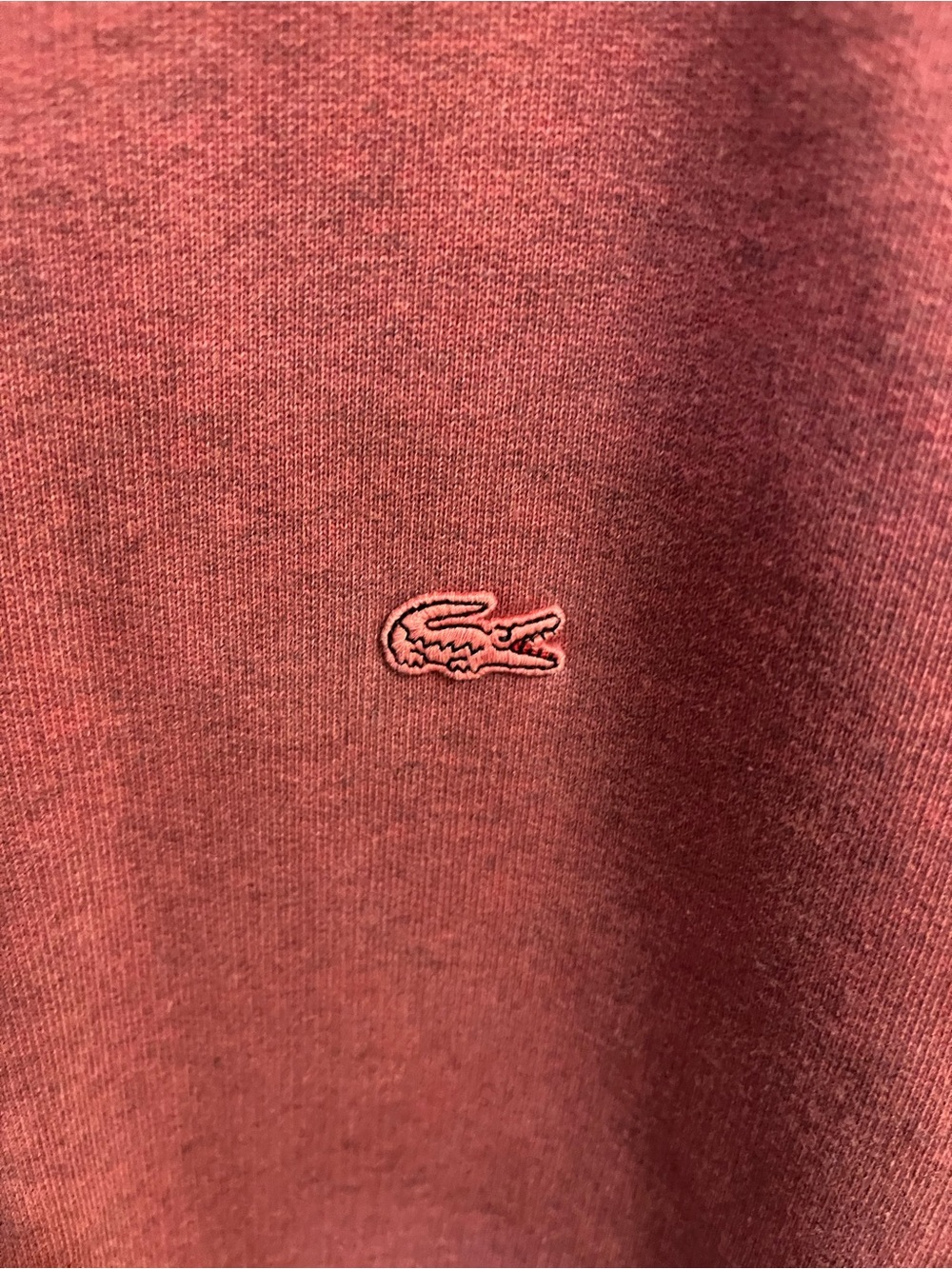 Lacoste Men’s Washed Red Quarter-Zip Pullover. Adult MEDIUM - Picture 3 of 8